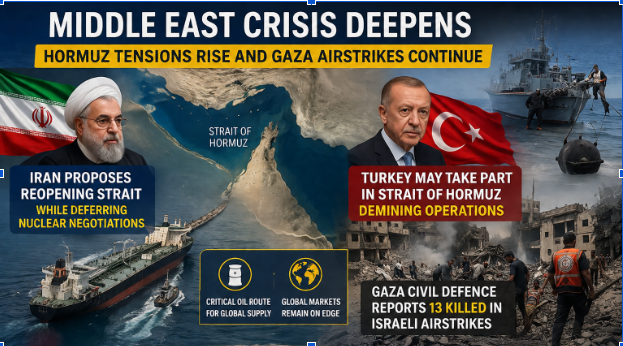 Middle East Crisis Deepens as Hormuz Tensions Rise and Gaza Airstrikes Continue