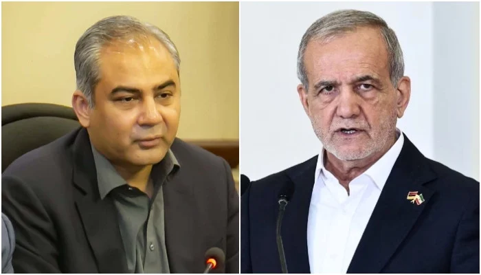 Masoud Pezeshkian praises Pakistan’s role in ceasefire efforts during meeting with Mohsin Naqvi.