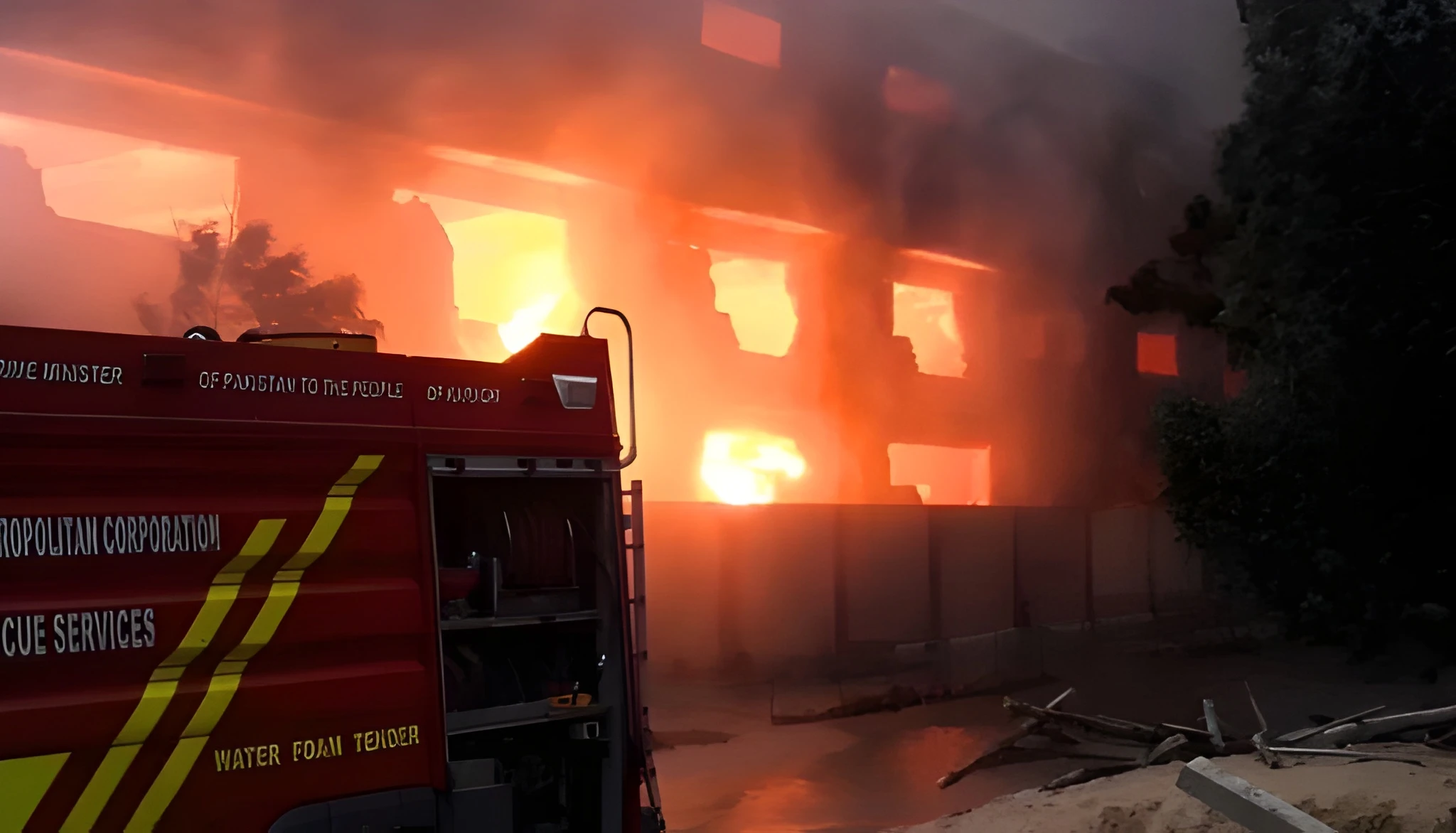 Massive Blaze Continues to Rage at Karachi’s Landhi Factory, Section Collapses