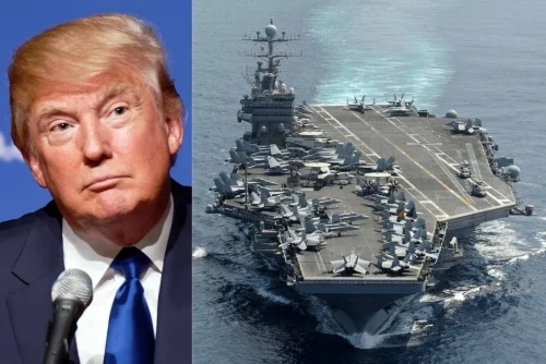 US warships are moving toward Iran in large numbers, Trump confirms